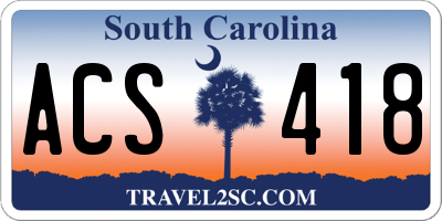 SC license plate ACS418