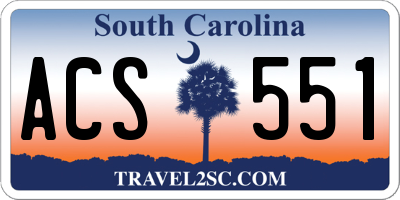 SC license plate ACS551