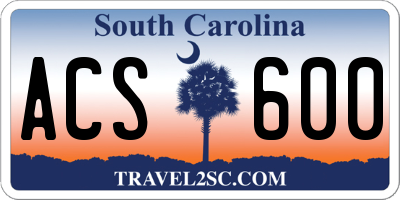 SC license plate ACS600