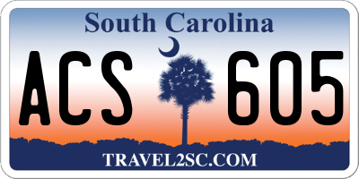 SC license plate ACS605