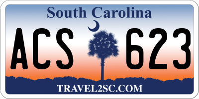 SC license plate ACS623