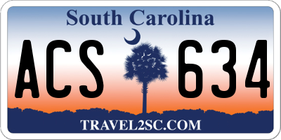 SC license plate ACS634