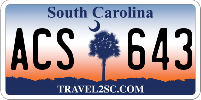 SC license plate ACS643