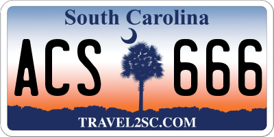 SC license plate ACS666