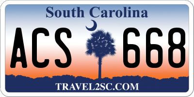 SC license plate ACS668