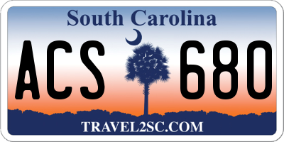 SC license plate ACS680