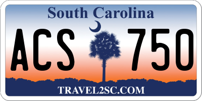 SC license plate ACS750