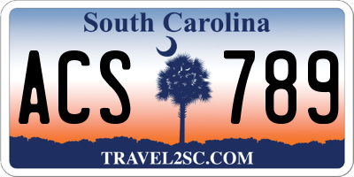 SC license plate ACS789
