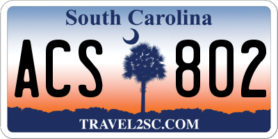 SC license plate ACS802