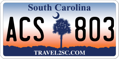 SC license plate ACS803