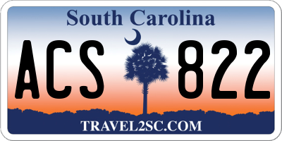 SC license plate ACS822