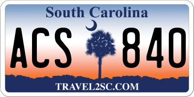SC license plate ACS840