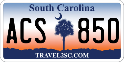 SC license plate ACS850