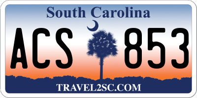 SC license plate ACS853