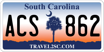 SC license plate ACS862