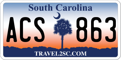 SC license plate ACS863