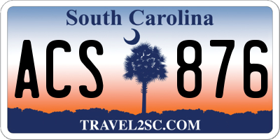 SC license plate ACS876