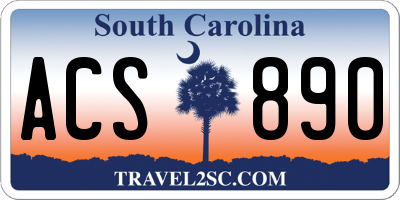 SC license plate ACS890
