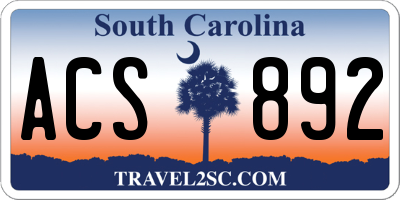SC license plate ACS892