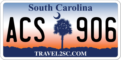 SC license plate ACS906