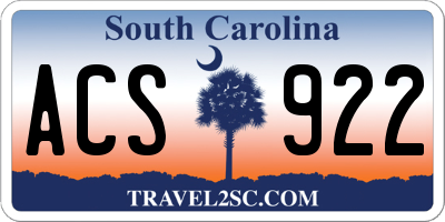 SC license plate ACS922