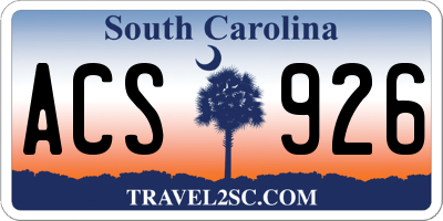 SC license plate ACS926