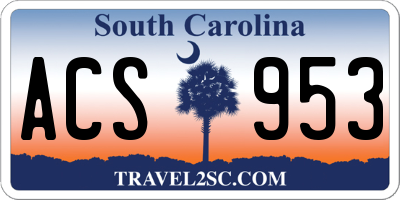 SC license plate ACS953