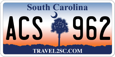 SC license plate ACS962