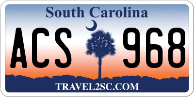 SC license plate ACS968