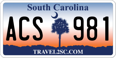 SC license plate ACS981
