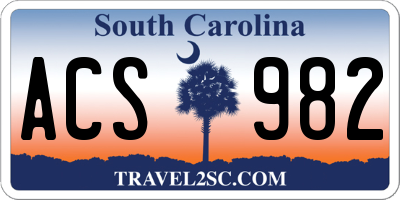 SC license plate ACS982