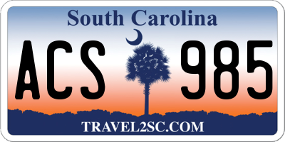 SC license plate ACS985