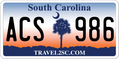 SC license plate ACS986