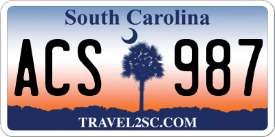 SC license plate ACS987
