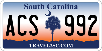 SC license plate ACS992