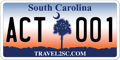 SC license plate ACT001