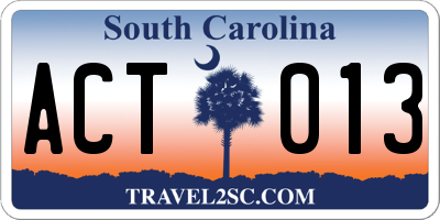 SC license plate ACT013