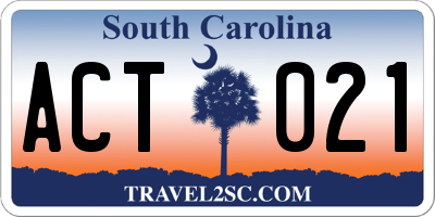 SC license plate ACT021