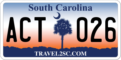 SC license plate ACT026