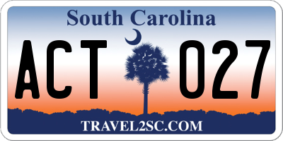 SC license plate ACT027