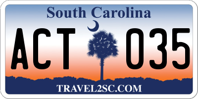 SC license plate ACT035
