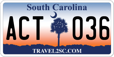 SC license plate ACT036