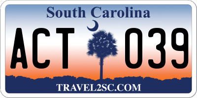 SC license plate ACT039