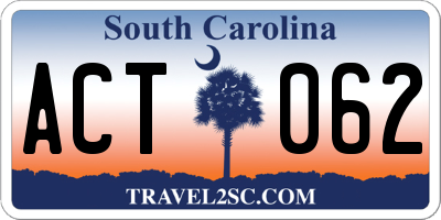 SC license plate ACT062