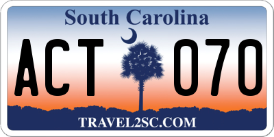 SC license plate ACT070