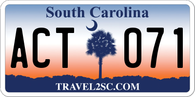 SC license plate ACT071