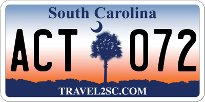 SC license plate ACT072