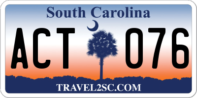SC license plate ACT076