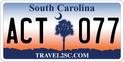 SC license plate ACT077