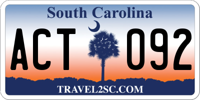SC license plate ACT092